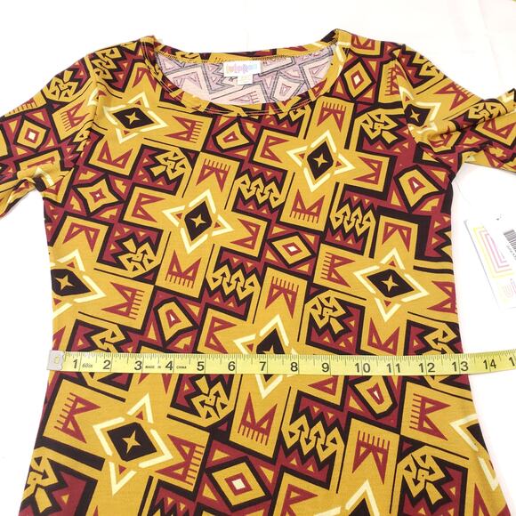 Lularoe Julia Bodycon Dress Short Sleeve Size XXS Print Knee Length Boho Art Mom - Picture 9 of 13
